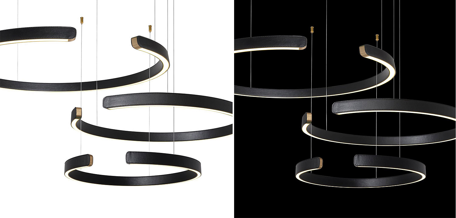 Люстра Half Ring 3 black leather Люстра Half Ring 3 black leather - Loft-Concept в Орле