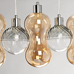 Люстра с 3-мя плафонами волнообразной формы цвета янтарь и 2-мя прозрачными шарообразными плафонами Lucid Rain  варинант исполнения - 7 | Loft Concept в Орле