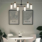 Люстра потолочная с 6-ю цилиндрическими плафонами из стекла и черным каркасом Noir Poise варинант исполнения - 3 | Loft Concept в Орле