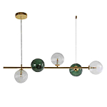 Люстра подвесная линейная с рифлеными стеклянными плафонами Bolle Multi Color варинант исполнения - 1 | Loft Concept в Орле