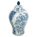 Ваза с крышкой и голубым цветочным рисунком 37 см Blue & White Ornament варинант исполнения - 1 | Loft Concept в Орле