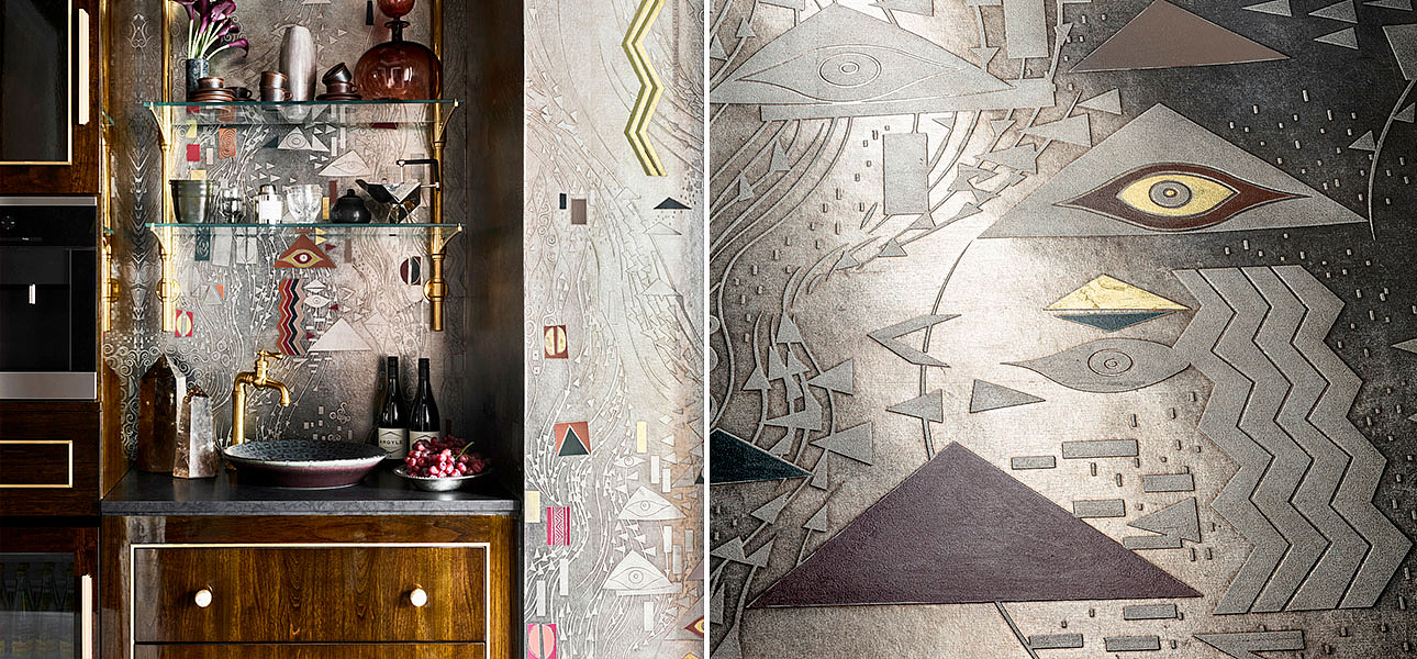 Обои ручная роспись Klimt Polished Silver bas relief gilded paper Обои ручная роспись Klimt Polished Silver bas relief gilded paper - Loft-Concept в Орле