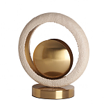 Настольная лампа с бежевым текстурным кольцом и латунным шаром в центре Tactile   варинант исполнения - 1 | Loft Concept в Орле