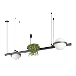 Подвесной светильник линейный с 2-мя шарообразными плафонами и цилиндрическим спотом Light of Еyes варинант исполнения - 8 | Loft Concept в Орле