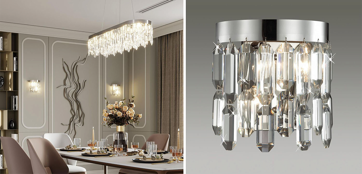 Бра Crystal Polyhedrons Wall Lamp Chrome Бра Crystal Polyhedrons Wall Lamp Chrome - Loft-Concept в Орле