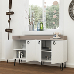 Комод белый с 4-мя дверцами и бежевой столешницей на металлических ножках DEA CONSOLE TABLE LIGHT MOCHA WHITE варинант исполнения - 2 | Loft Concept в Орле