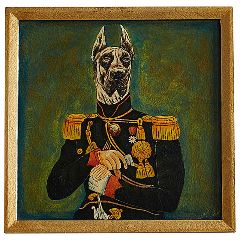 Картина в квадратной раме Chinoiserie Great Dane Dog Portrait Зеленый Золотой Мульти Картина в квадратной раме Chinoiserie Great Dane Dog Portrait Зеленый Золотой Мульти в Орле | Loft Concept