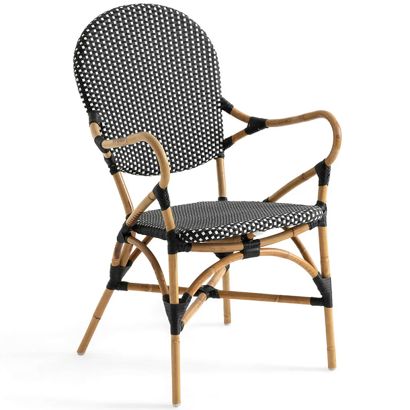 Кресло плетеное из ротанга Ronald Black White Rattan Chair Коричневый Черно-белый в Орле | Loft Concept 