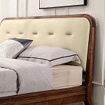 Кровать двуспальная с каркасом из дерева и мягким изголовьем Moon Walnut Bed варинант исполнения - 2 | Loft Concept в Орле