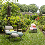 Дизайнерское разноцветное кресло на металлическом каркасе с подставкой для ног Poltronova Plasma Armchair варинант исполнения - 12 | Loft Concept в Орле