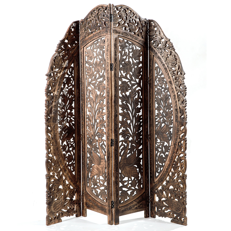 Ширма с орнаментом ручная резьба Indian Antique Furniture Коричневый Ширма с орнаментом ручная резьба Indian Antique Furniture Коричневый в Орле | Loft Concept