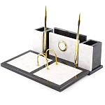 Настольный письменный набор из белого мрамора с часами Marble Accessory варинант исполнения - 2 | Loft Concept в Орле