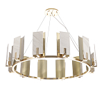 Люстра подвесная круглая с прямоугольными мраморными и золотистыми панелями на металлическом каркасе Диаметр 118 см Marble square Chandelier варинант исполнения - 2 | Loft Concept в Орле