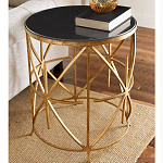 Приставной стол с металлическим золотым  основанием и чёрной столешницей Paradigm варинант исполнения - 1 | Loft Concept в Орле