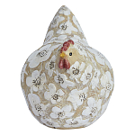 Статуэтка курица с резными белыми цветами на бежевой фактурной поверхности Rustic Chicken варинант исполнения - 1 | Loft Concept в Орле