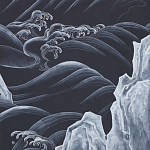 Обои ручная роспись Matsushima Waves Roka on Edo Night painted silk варинант исполнения - 1 | Loft Concept в Орле