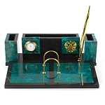 Настольный письменный набор из змеевика с часами и календарницей Successful Leader варинант исполнения - 1 | Loft Concept в Орле