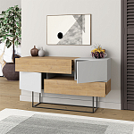 Комод c 2-мя белыми дверцами и 2-мя выдвижными ящиками цвета древесины EROS CONSOLE OAK WHITE варинант исполнения - 2 | Loft Concept в Орле