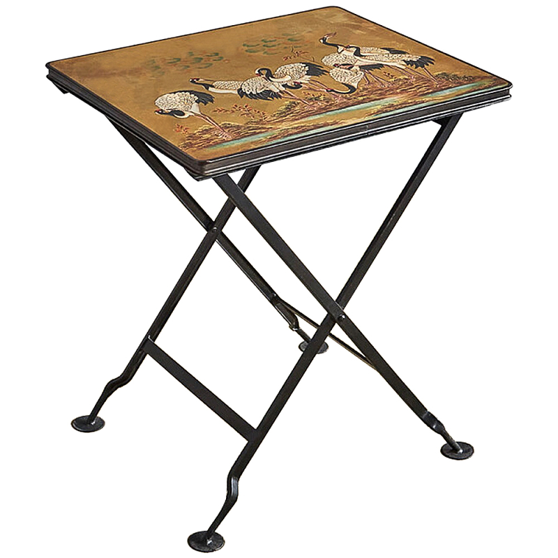 Приставной столик складной Chinoiserie Cranes Side Table Золотой Черный Мульти Приставной столик складной Chinoiserie Cranes Side Table Золотой Черный Мульти в Орле | Loft Concept