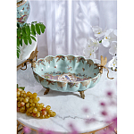 Чаша из голубого фарфора на бронзовых ножках с рисунком цветов и фигурками стрекоз Blue Garden варинант исполнения - 3 | Loft Concept в Орле