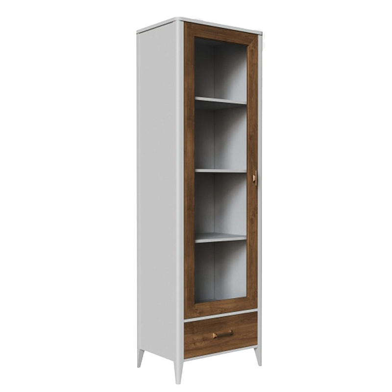 Витрина из массива бука однодверная Tasteful Furniture Слоновая кость  Дуб темный Прозрачное Стекло в Орле | Loft Concept 