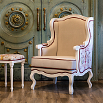 Кресло из массива бука бежевое с растительным орнаментом Raffael Beige Floral Armchair варинант исполнения - 10 | Loft Concept в Орле