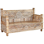 Скамья с резным декором из массива манго Grey Mango Collection Bench M варинант исполнения - 1 | Loft Concept в Орле