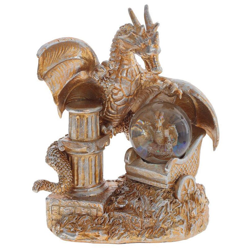 Декоративная статуэтка Дракон и стеклянный шар Dragon and Glass Ball Copper Медь Прозрачное Стекло Декоративная статуэтка Дракон и стеклянный шар Dragon and Glass Ball Copper Медь Прозрачное Стекло в Орле | Loft Concept