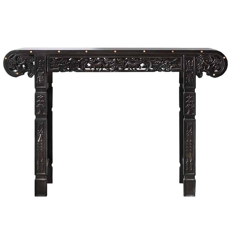 Черная резная консоль в Китайском стиле из массива Black Dragon Console Черный Золотой Черная резная консоль в Китайском стиле из массива Black Dragon Console Черный Золотой в Орле | Loft Concept