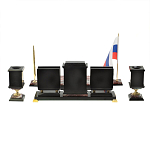 Настольный письменный набор из креноида и змеевика на бронзовых ножках Marble Accessory варинант исполнения - 4 | Loft Concept в Орле