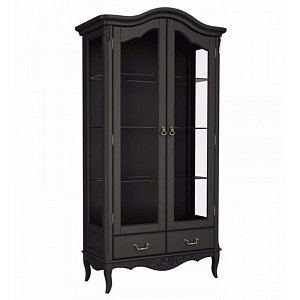 Витрина черная двухдверная из массива бука в стиле прованс Black Provence