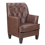 Кресло из натуральной кожи c мягкими подлокотниками на 4-х деревянных ножках из массива бука Joseph Armchair brown варинант исполнения - 1 | Loft Concept в Орле