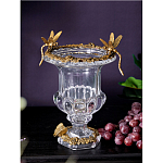 Ваза из прозрачного стекла на бронзовой подставке с ободком и ручками в виде стрекоз Eden Garden варинант исполнения - 2 | Loft Concept в Орле