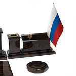 Настольный письменный набор с часами из природного камня обсидиана  Gift for Manager варинант исполнения - 5 | Loft Concept в Орле