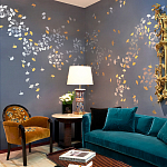 Обои ручная роспись Gingko Colourway SC-98 on Gun Metal dyed silk варинант исполнения - 1 | Loft Concept в Орле