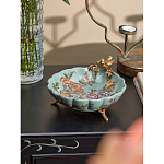 Блюдо из голубого фарфора с бронзовой птичкой Blue Garden варинант исполнения - 4 | Loft Concept в Орле