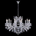Люстра подвесная с 12-ю лампочками и прозрачными хрустальными подвесками на хромированном основании Crystal lamps варинант исполнения - 2 | Loft Concept в Орле