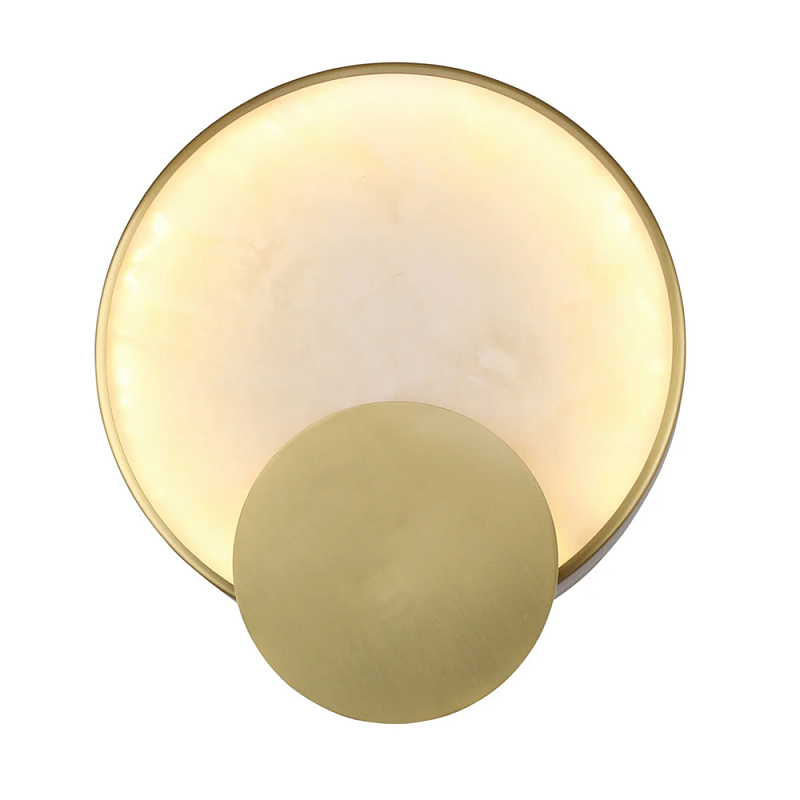 Бра в форме диска из бежевого алебастра Cryptocrystalline Stone Латунь Бежевый в Орле | Loft Concept 