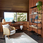 Металлический стеллаж с деревянными полками и ящиками Menzie Metal Wood Rack варинант исполнения - 5 | Loft Concept в Орле