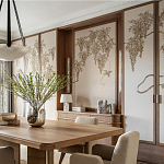 Обои с вышивкой ручной работы Deco Wisteria ﻿Midas colourway on Liso Pearl wool sateen варинант исполнения - 2 | Loft Concept в Орле