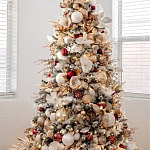 Заснеженная Новогодняя Ель с золотыми листьями и цветами в комплекте варинант исполнения - 1 | Loft Concept в Орле