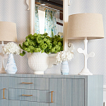 Настольная лампа с белым каркасом и тканевым абажуром Natural Stems варинант исполнения - 3 | Loft Concept в Орле