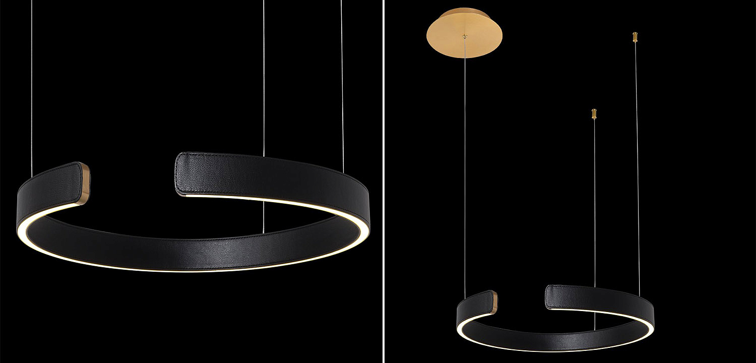 Подвесной светильник Half Ring black leather 40 Подвесной светильник Half Ring black leather 40 - Loft-Concept в Орле