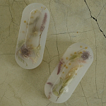 Подставка под благовония из эпоксидной смолы с цветами белая Epoxy Resin Flowers Incense Oval Stand White варинант исполнения - 2 | Loft Concept в Орле