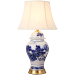 Настольная лампа с абажуром Blue Chinoiserie Table Lampshade варинант исполнения - 1 | Loft Concept в Орле