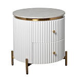 Тумбочка белая круглая с мраморной столешницей Thoroughbass варинант исполнения - 4 | Loft Concept в Орле