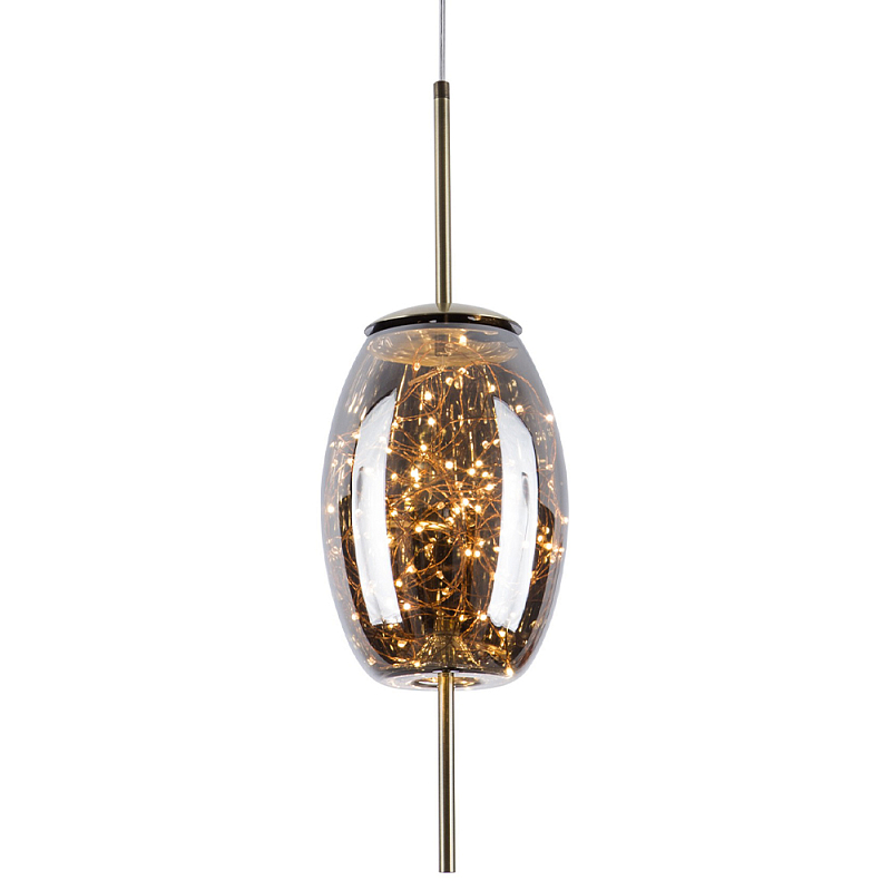Подвесной светильник с гирляндой внутри стеклянного плафона Garland Glass Hanging Lamp Дымчатый (Smoke) Латунь Подвесной светильник с гирляндой внутри стеклянного плафона Garland Glass Hanging Lamp Дымчатый (Smoke) Латунь в Орле | Loft Concept