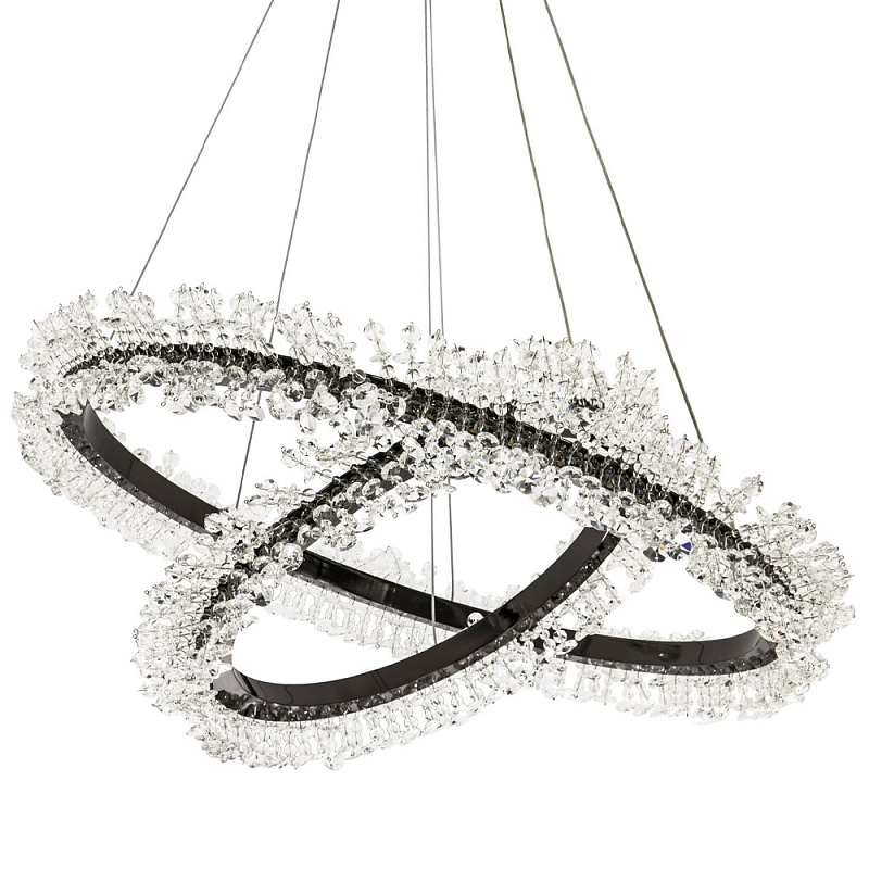 Люстра два кольца с хрустальным декором Rowan Crystal Ring Horizontal Black Chandelier Черный Прозрачный Люстра два кольца с хрустальным декором Rowan Crystal Ring Horizontal Black Chandelier Черный Прозрачный в Орле | Loft Concept