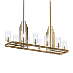 Люстра прямоугольная цвета латунь с прозрачными рифлеными цилиндрическими плафонами Kichler варинант исполнения - 1 | Loft Concept в Орле