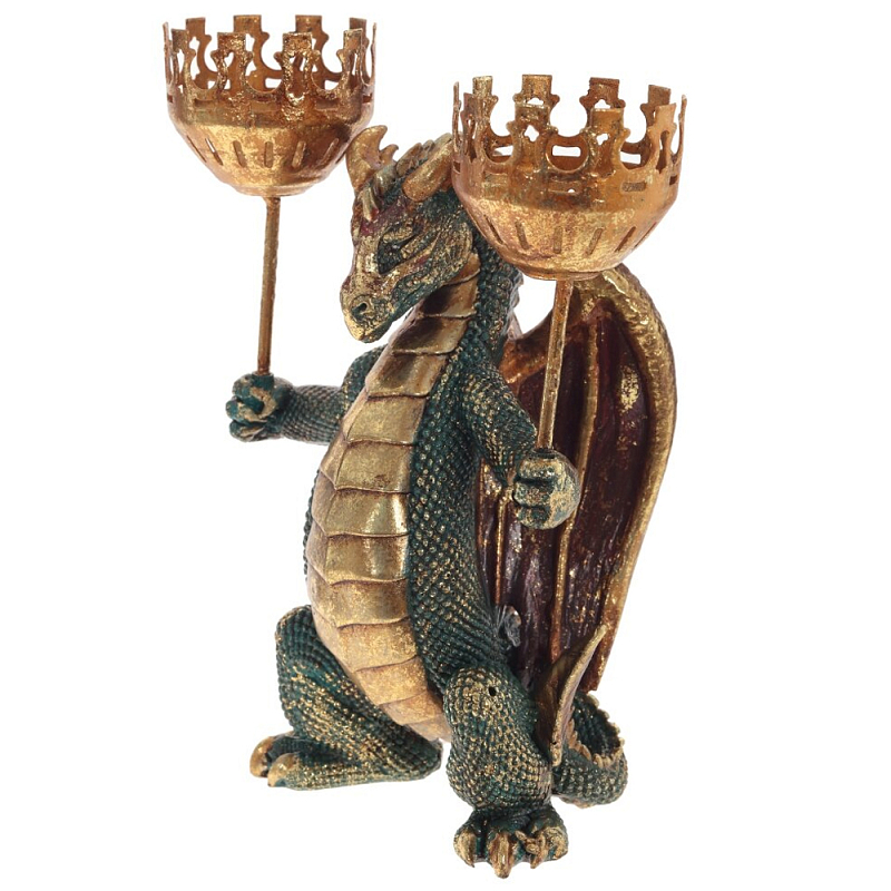 Подсвечник в виде дракона Dragon Candlestick Green Gold Золотой Зеленый Коричневый Подсвечник в виде дракона Dragon Candlestick Green Gold Золотой Зеленый Коричневый в Орле | Loft Concept
